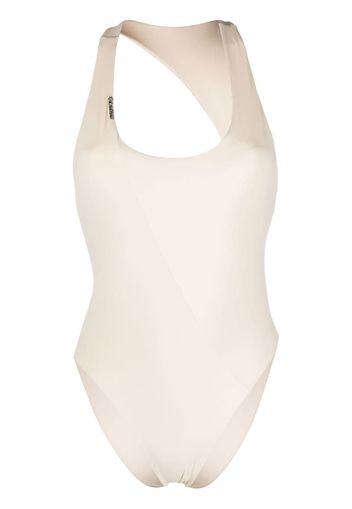 Calvin Klein asymmetric scoop-neck swimsuit - Nude
