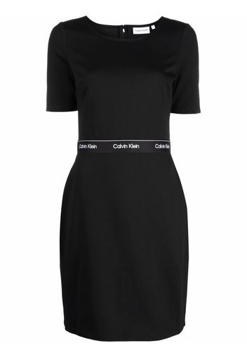 Calvin Klein logo-waistband bodycon dress - Schwarz