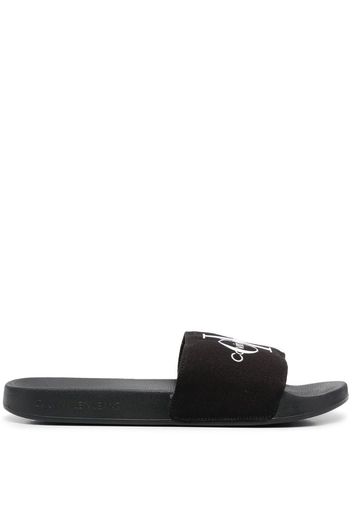 Calvin Klein logo-print moulded slides - Schwarz