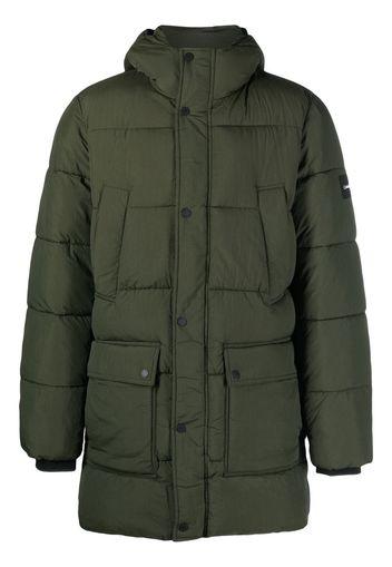 Calvin Klein logo-patch hooded puffer coat - Grün