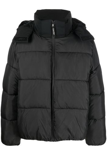 Calvin Klein panelled quilted hooded puffer jacket - Schwarz