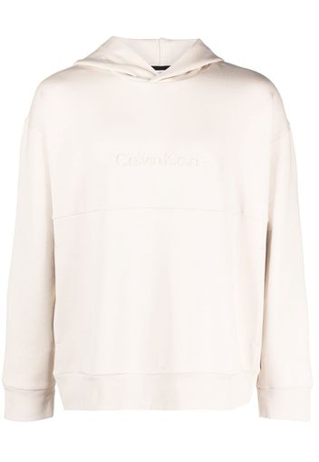 Calvin Klein logo-embroidered panelled hoodie - Nude