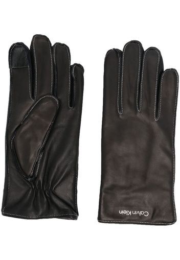 Calvin Klein stitched leather gloves - Schwarz