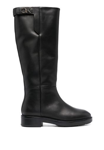 Calvin Klein logo-plaque knee-high boots - Schwarz