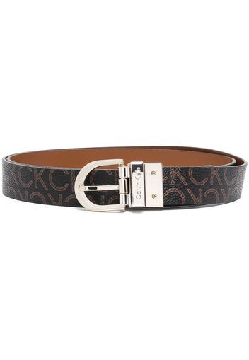 Calvin Klein engraved-logo buckle belt - Braun