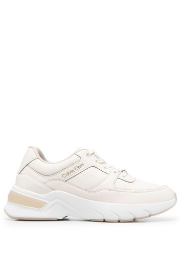 Calvin Klein logo-embroidered panelled sneakers - Nude