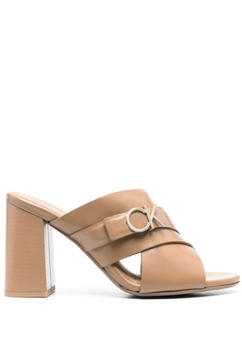 Calvin Klein logo-plaque 95mm mules - Nude