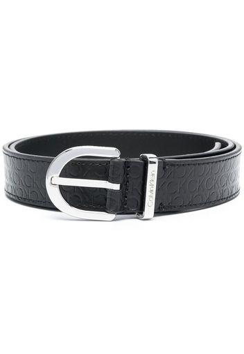 Calvin Klein logo-debossd leather belt - Schwarz