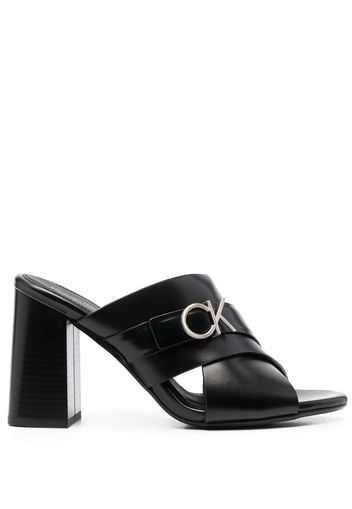 Calvin Klein logo-plaque 95mm mules - Schwarz