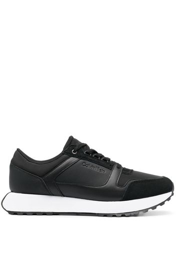 Calvin Klein leather logo-print sneakers - Schwarz