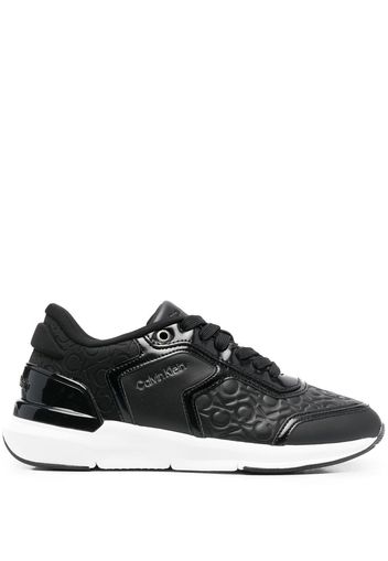 Calvin Klein leather monogram-pattern sneakers - Schwarz