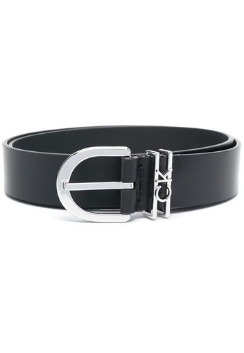 Calvin Klein logo-lettering leather belt - Schwarz