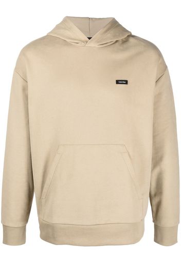 Calvin Klein logo-patch pullover hoodie - Nude