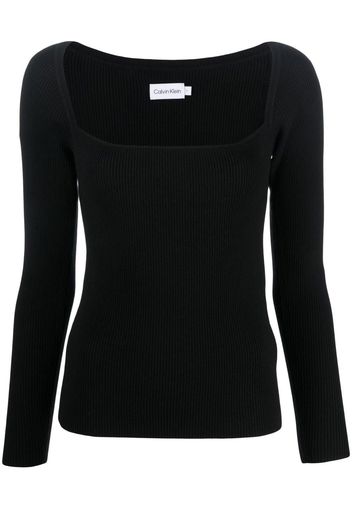 Calvin Klein long-sleeved knitted top - Schwarz