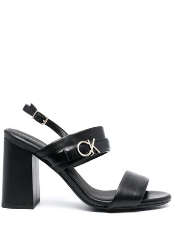 Calvin Klein 100mm logo-plaque leather sandals - Schwarz