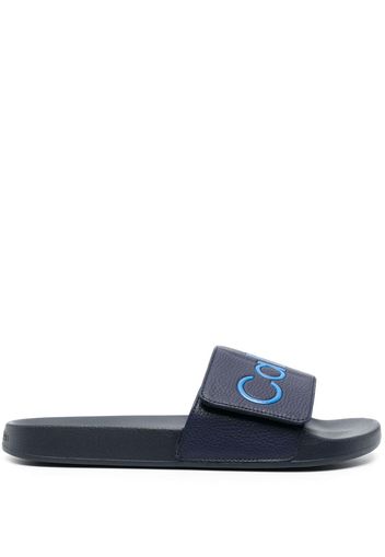 Calvin Klein logo-embossed touch-strap slides - Blau