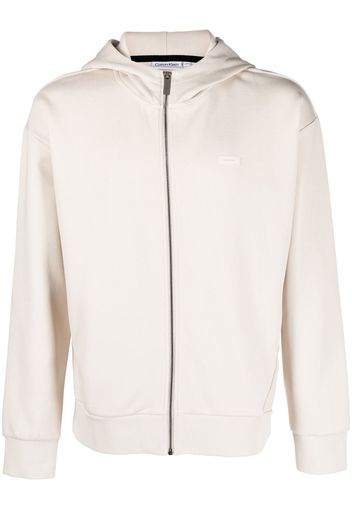 Calvin Klein logo-patch zip-up hoodie - Nude