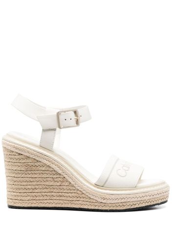 Calvin Klein logo-print raffia sandals - Nude