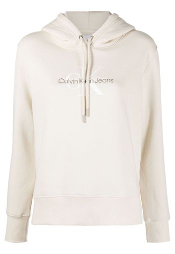 Calvin Klein logo-embroidered drawstring hoodie - Nude