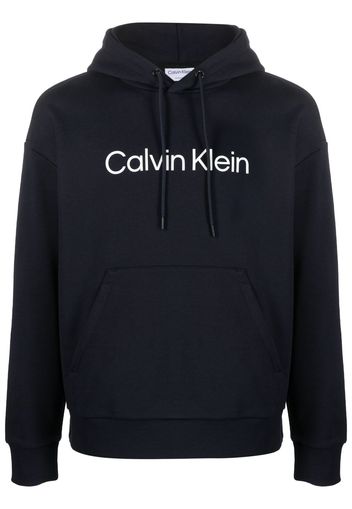 Calvin Klein logo-print cotton hoodie - Blau