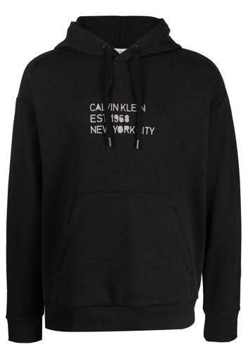 Calvin Klein logo-print cotton hoodie - Schwarz