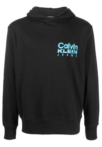 Calvin Klein logo-print cotton hoodie - Schwarz