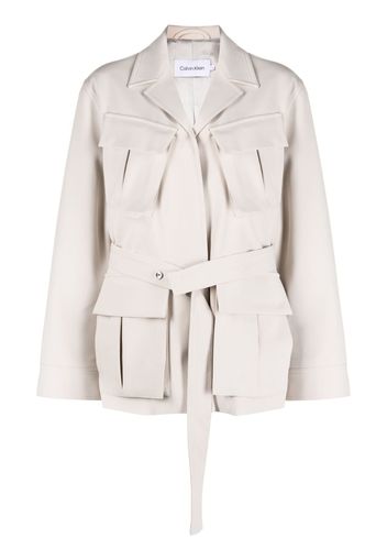 Calvin Klein flap-pocket crêpe field jacket - Grau