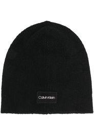 Calvin Klein logo-patch beanie - Schwarz