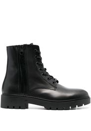 Calvin Klein lace-up leather combat boots - Schwarz