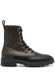 Calvin Klein lace-up monogram biker boots - Schwarz