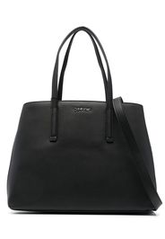 Calvin Klein logo-lettering faux-leather tote bag - Schwarz