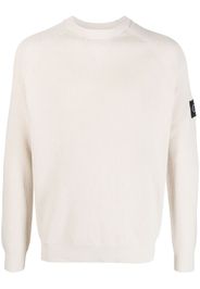 Calvin Klein logo-patch waffle-knit jumper - Nude