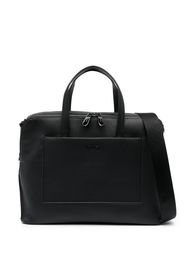 Calvin Klein logo-lettering pebbled laptop bag - Schwarz