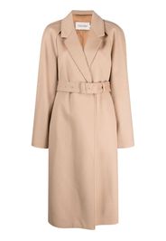 Calvin Klein belted notched-lapels coat - Nude