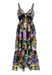 Camilla graphic-print cotton midi dress - Schwarz