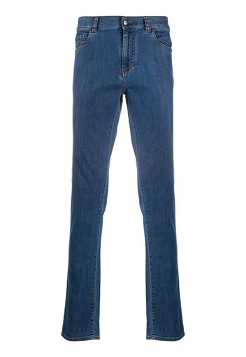 Canali Skinny-Jeans mit Logo - Blau