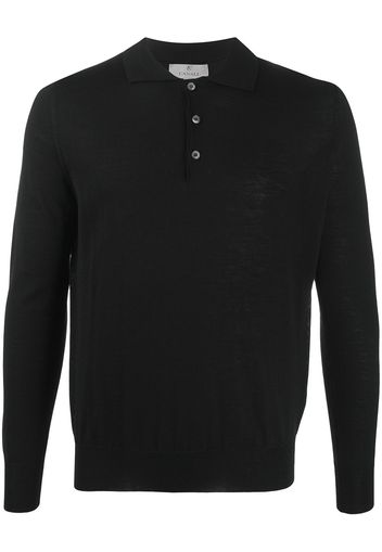 Canali Gestricktes Poloshirt - Schwarz