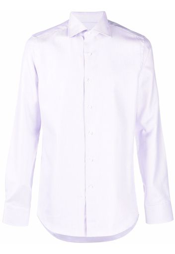 Canali waffle-effect long-sleeved shirt - Weiß