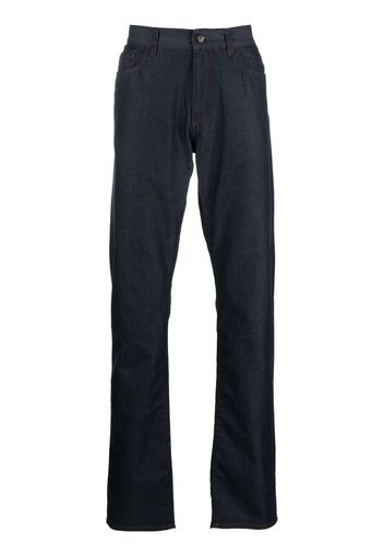 Canali logo-patch straight-leg jeans - Blau