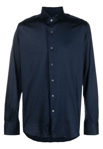 Canali plain sport shirt - Blau