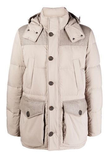 Canali contrasting-panel feather-down coat - Nude