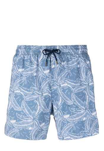 Canali Badeshorts mit Feder-Print - Blau