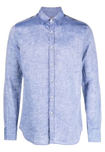 Canali long-sleeve linen shirt - Blau