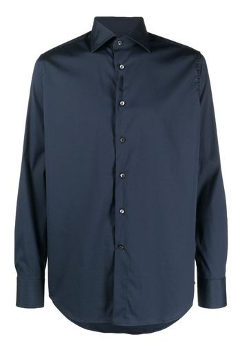 Canali spread-collar cotton-blend shirt - Blau