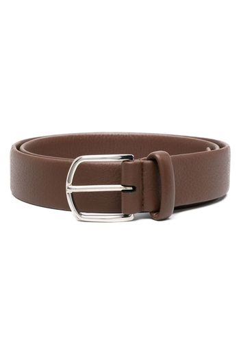 Canali engraved-logo buckle belt - Braun