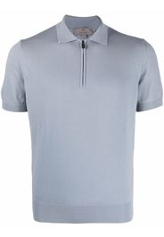 Canali zippered cotton polo shirt - Blau