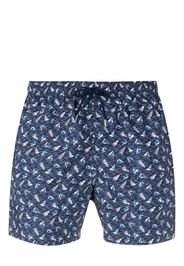 Canali Badeshorts mit Segelboot-Print - Blau