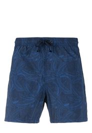 Canali Badeshorts mit Feder-Print - Blau