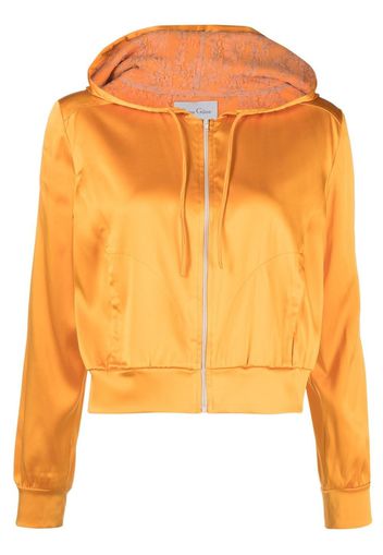 Carine Gilson zip-front silk hoodie - Orange