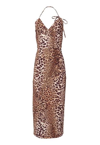 Carolina Herrera leopard print halterneck dress - Braun